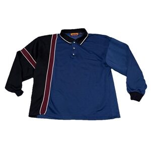 Vintage Highland Outfitters Long Sleeve Rugby Shirt Men's Large Striped Blue